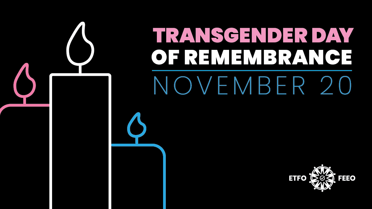 Photo of 3 candles. The text says: Transgender day of remembrance - November 20